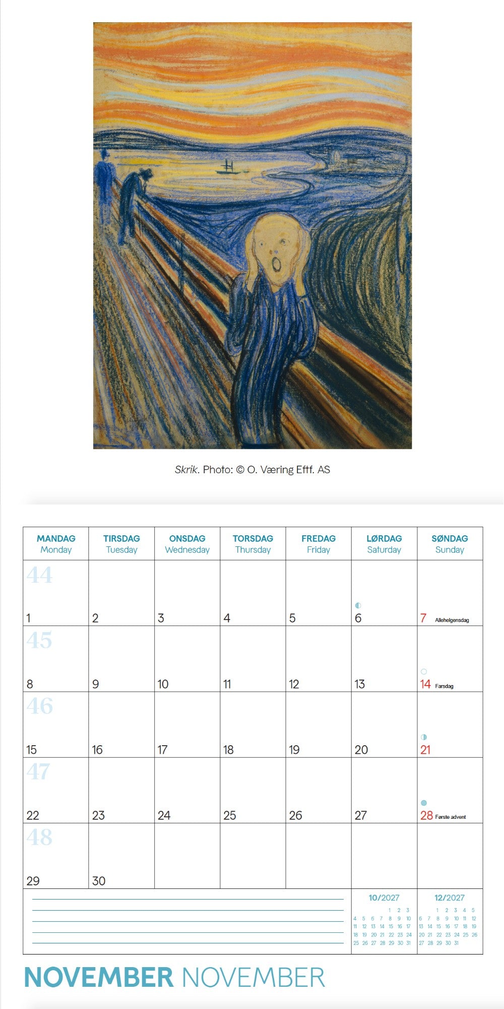 Munch 2027 Veggkalender 18x18