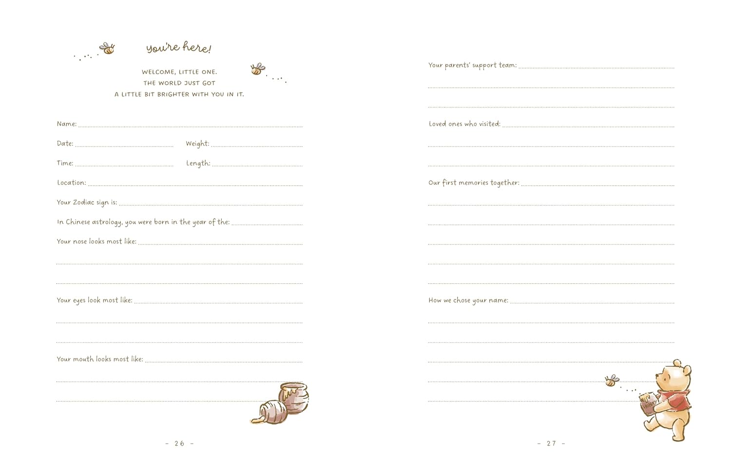 Winnie the Pooh Baby Book: A Keepsake Memory Journal for Your Baby’s First Years