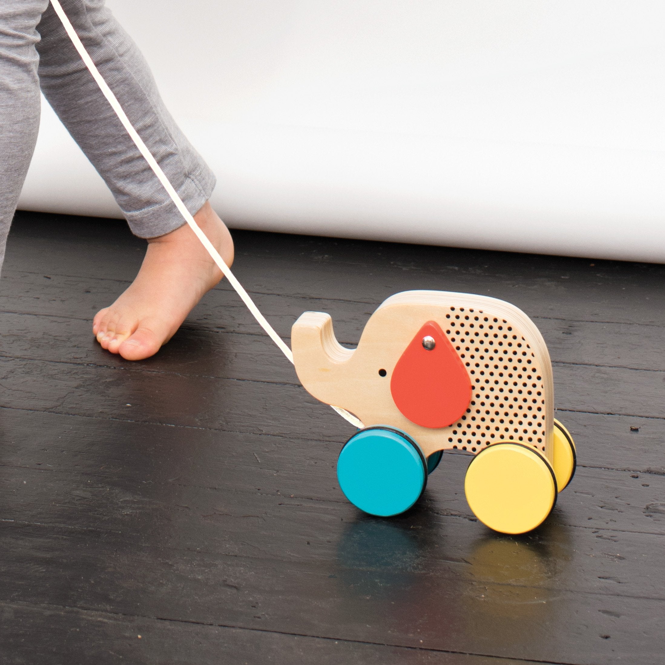 Jumping Jumbo Elephant Wood Pull Toy Petit Collage
