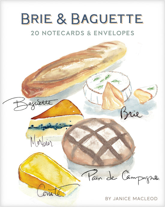 Brie & Baguette Notes - 20 Notecards & Envelopes