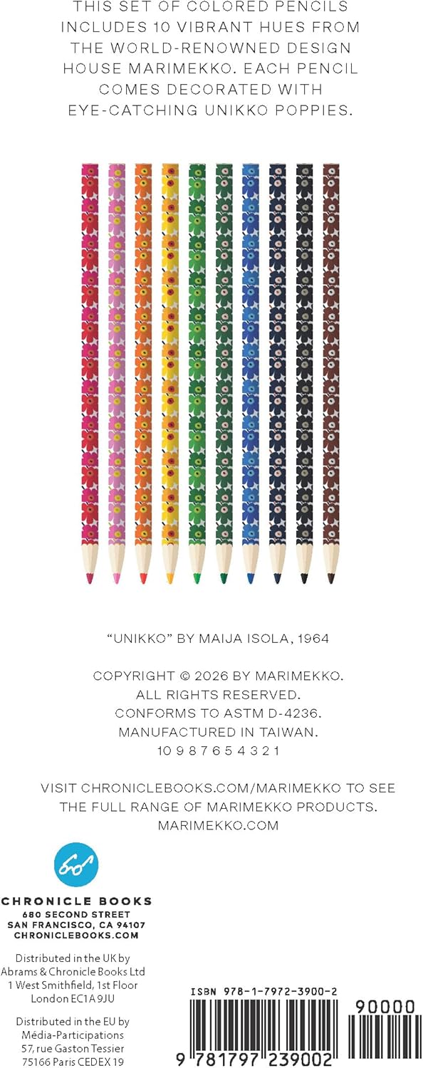 Marimekko Colored Pencils (Unikko) - 10 Colored Pencils