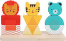 Wooden Stacking Puzzle, Lion, Tiger, and Bear