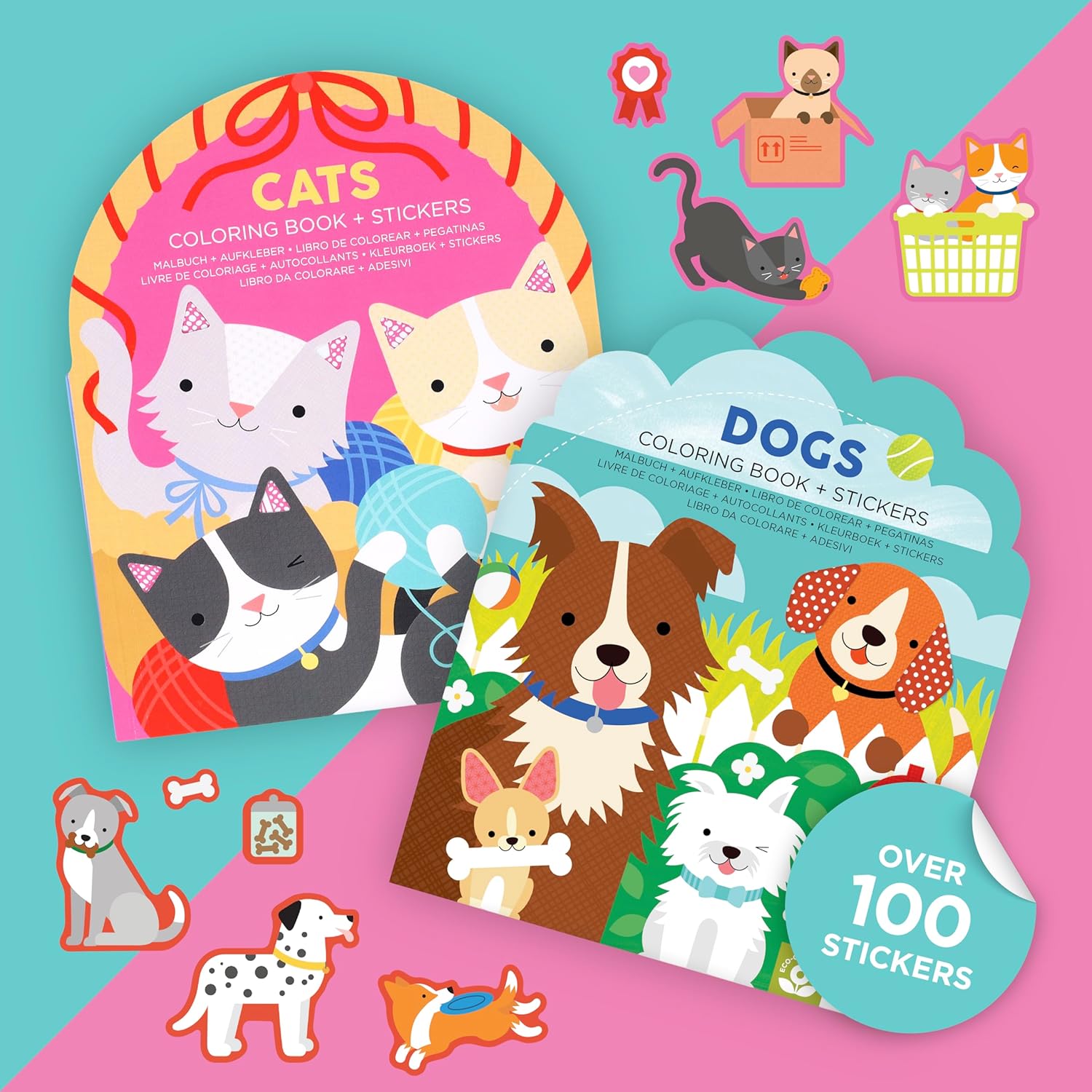 Petit Collage Dogs Coloring Book with Stickers