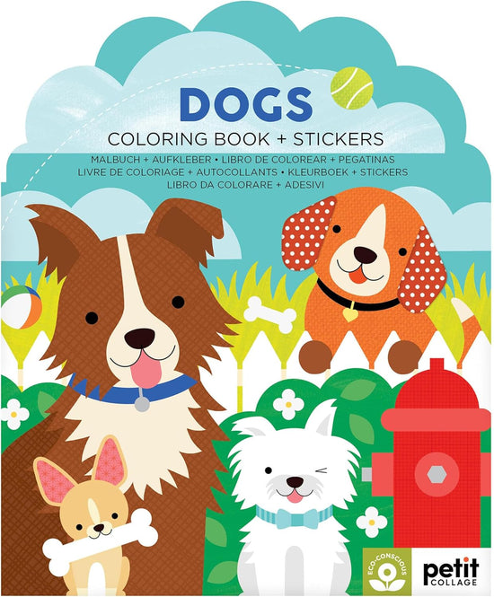 Petit Collage Dogs Coloring Book with Stickers