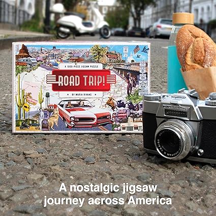 Road Trip!: A 1000-Piece Jigsaw Puzzle, Grey, Black, Green, Brown
