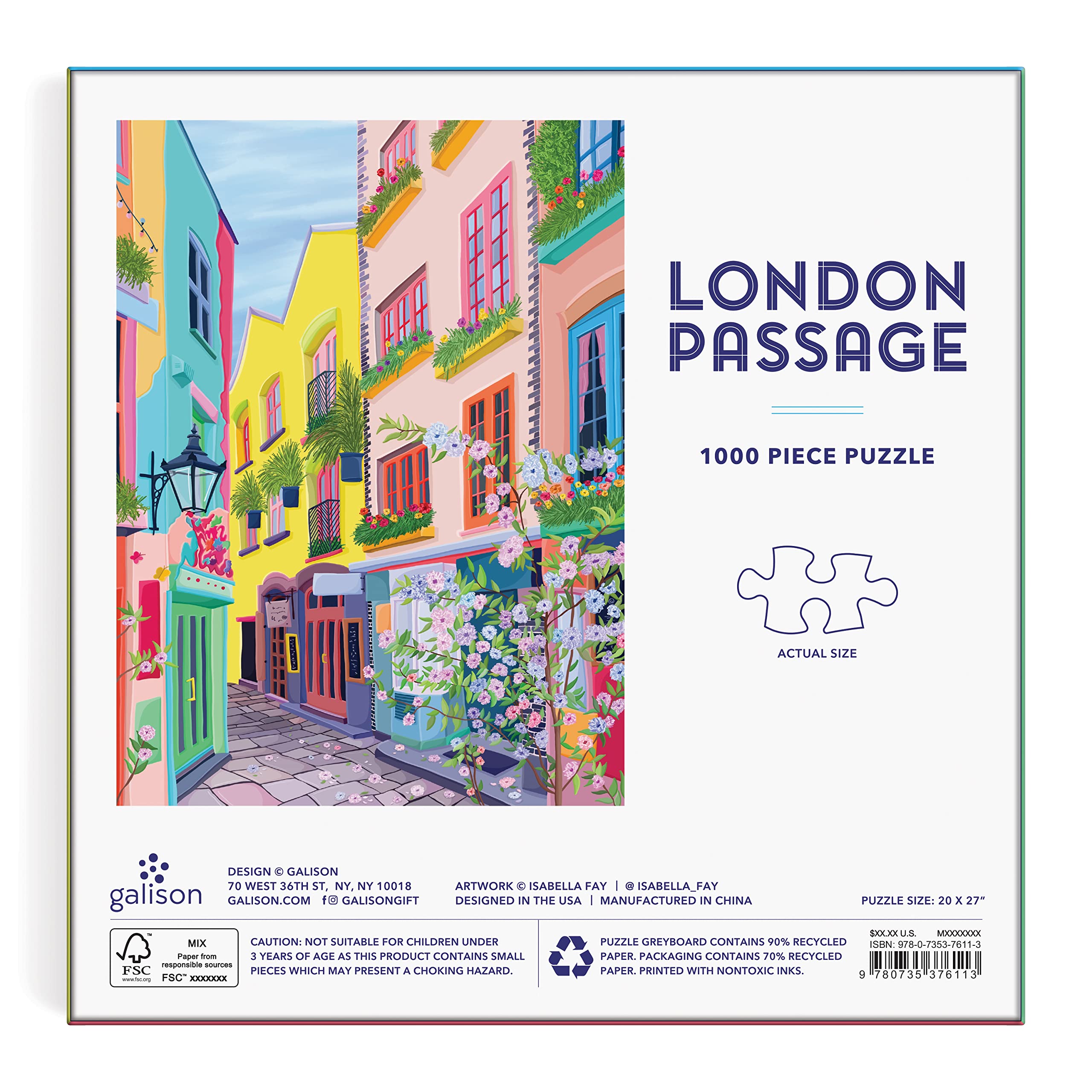 London Passage – 1000 Piece Puzzle Fun and Challenging Activity with Bright and Bold Artwork of Colorful London Streets for Adults and Families