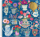 Potted Teacups – 500 Piece Foil Jigsaw Puzzle Featuring Beautiful Artwork Of Potted Teacups With Floral Background