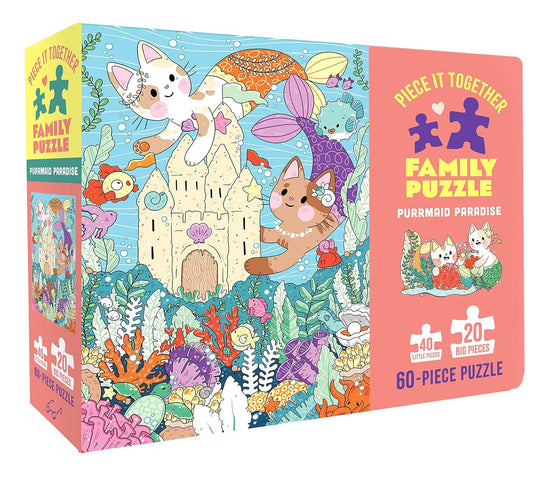 Piece It Together Family Puzzle: Purrmaid Paradise: (60-Piece Puzzle)