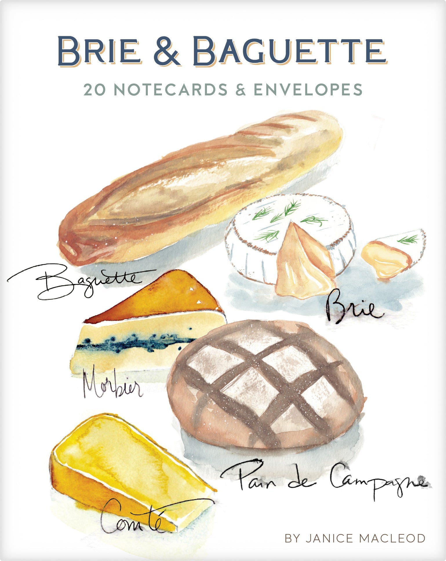 Brie & Baguette Notes - 20 Notecards & Envelopes