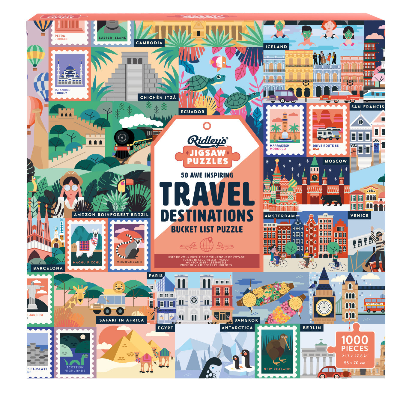 50 Awe-Inspiring Travel Destinations Bucket List 1000-Piece Puzzle