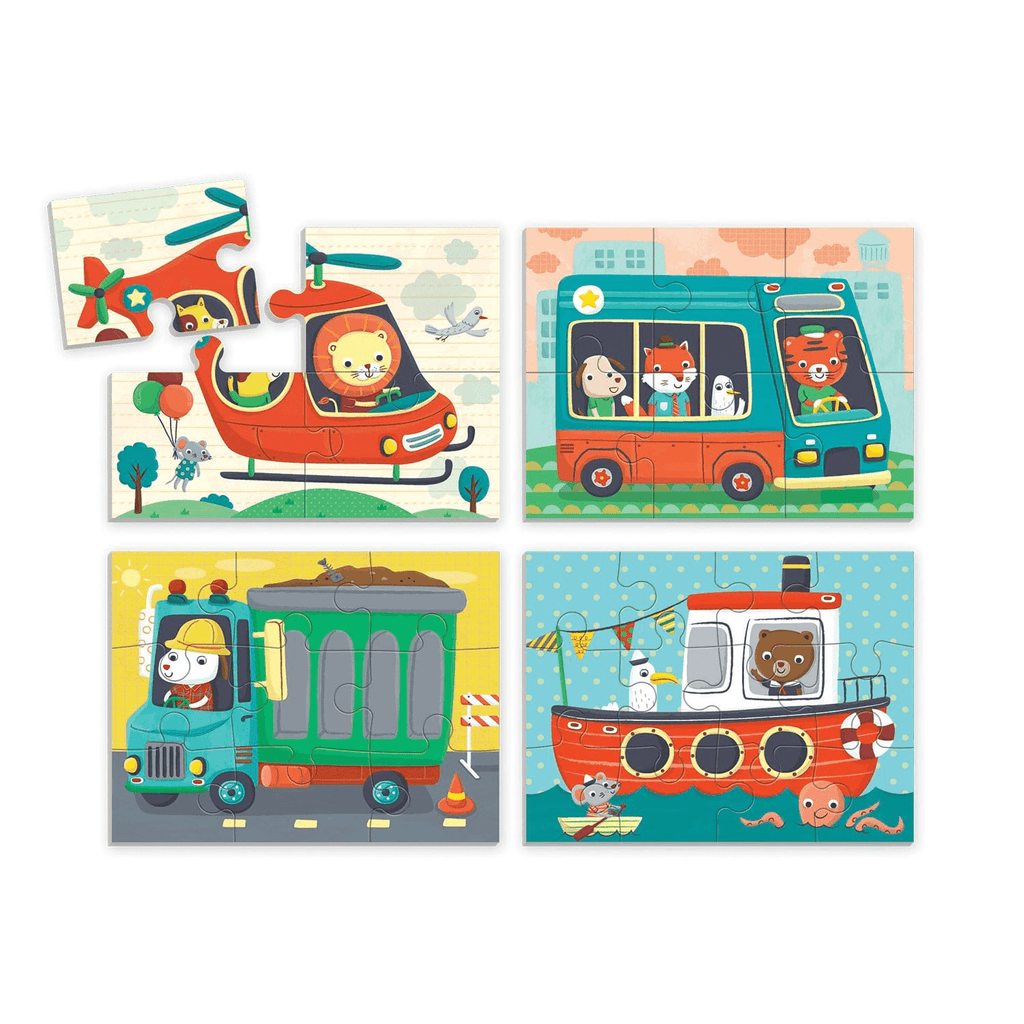 Transportation 4-In-a-Box Progressive Puzzle